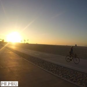 Person Biking along the path in Long Beach
