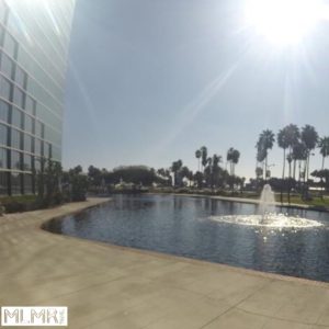 View of the fountain outside the Hyatt