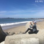Kelsey on the beach on Santa Cruz