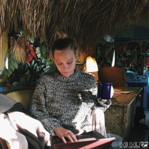 Kelsey working in the Tiki Bus