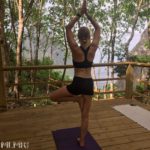 Kelsey doing yoga on the observation deck